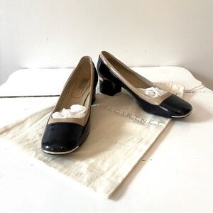 Stella McCartney Navy & Tan Vegan Patent Leather Pump EU 39